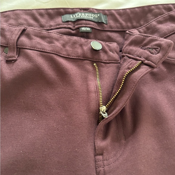 Liverpool Los Angeles Burgundy Slim Pants Size 16/33 - Picture 3 of 7